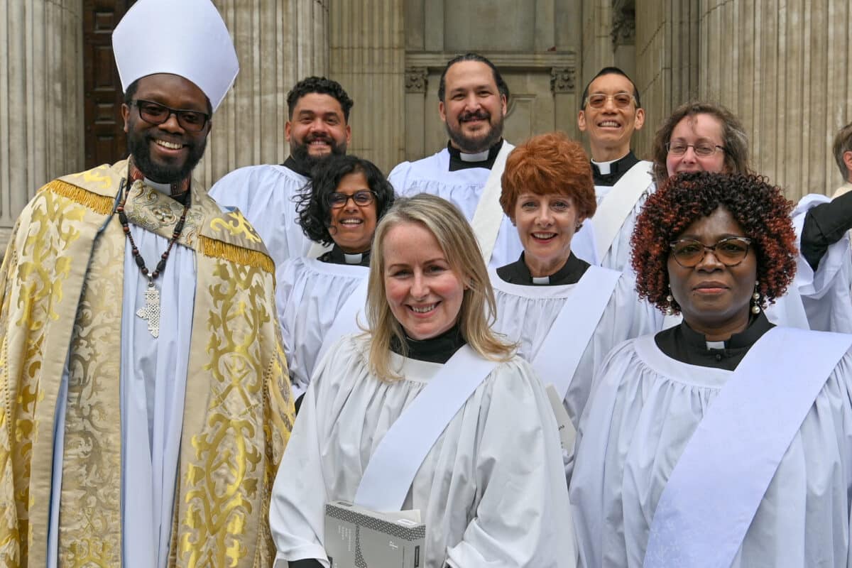 Bishop Lusa with a group of clergy
