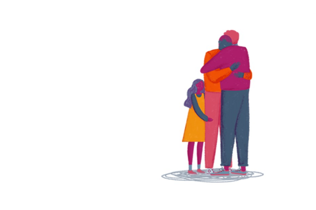 Illustration of people hugging