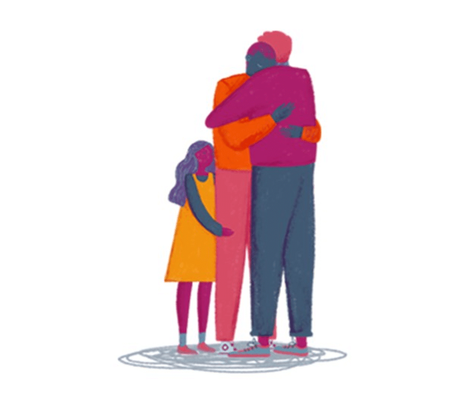 Illustration of people hugging