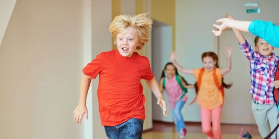 Children jumping and playing