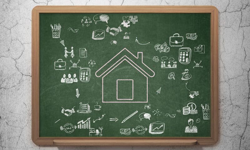 Chalkboard with symbols