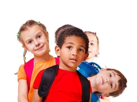 Children in group on white background