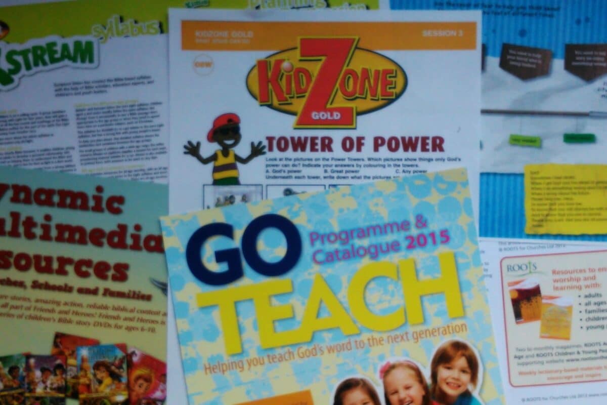Children's Ministry resources laid out on a table
