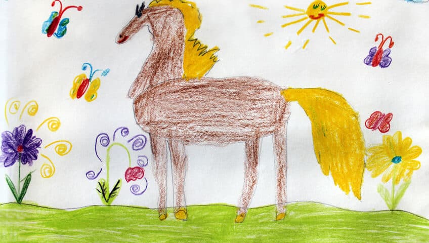Child's drawing of a horse