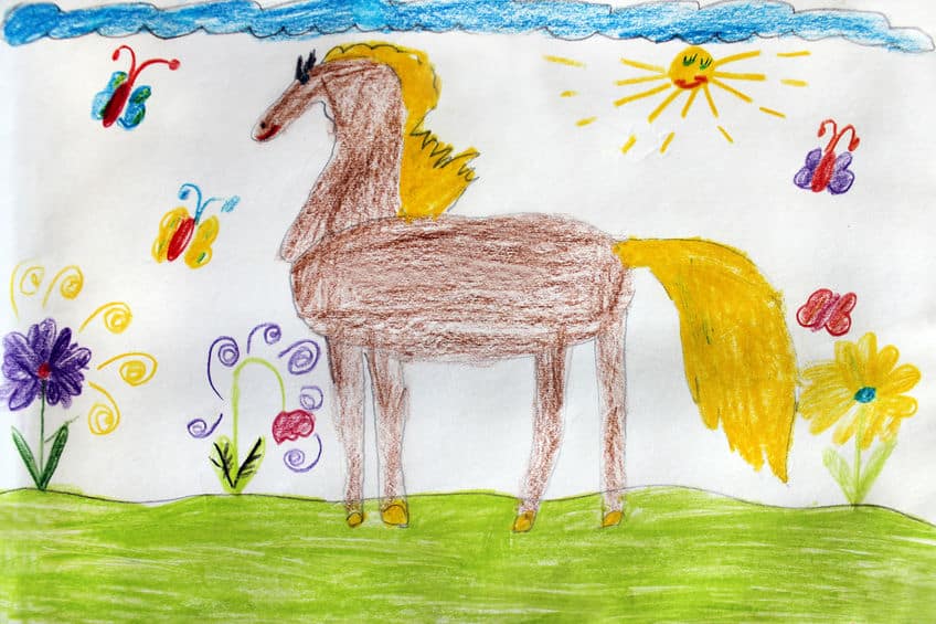 Child's drawing of a horse