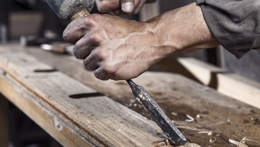 Hands of a carpenter