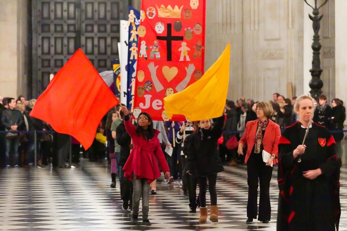 Procession at St Paul's Cathedral as part of 'Messy Cathedral'.