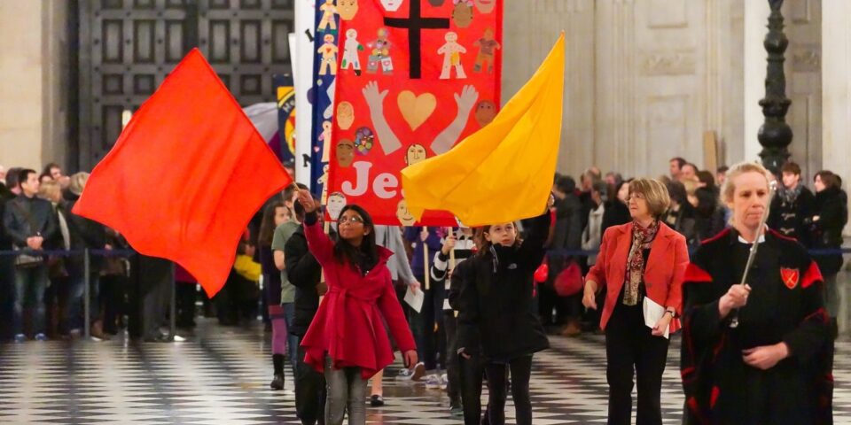 Procession at St Paul's Cathedral as part of 'Messy Cathedral'.