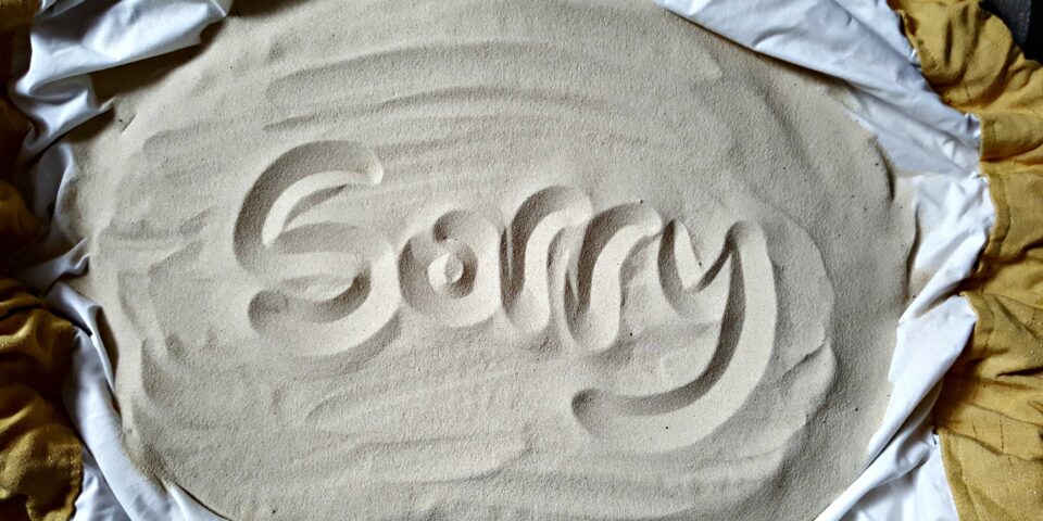 Prayer spaces activity - sorry written in sand