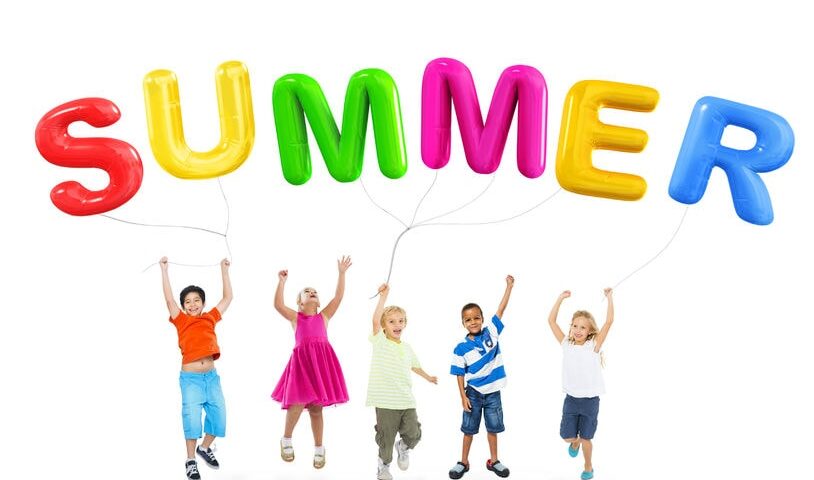 Summer balloons held by children