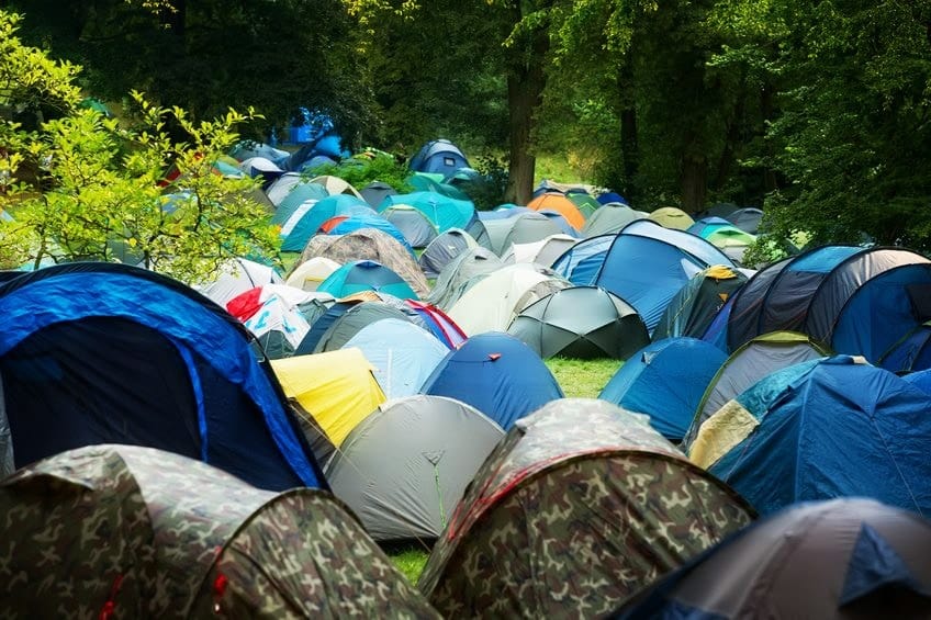 Tents at a festival campsite
