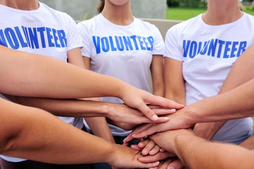 Volunteers' hands
