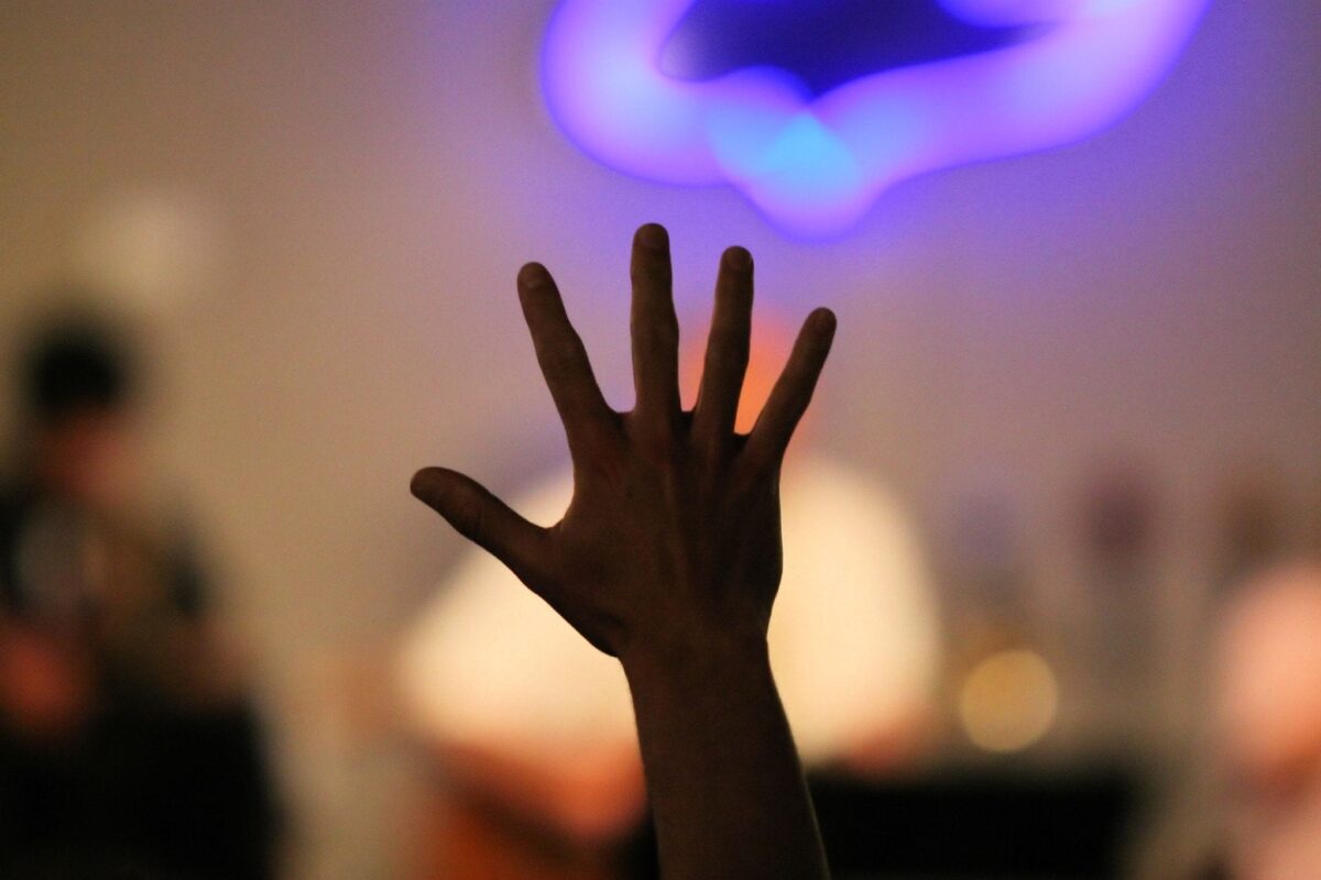 Hand raised in an act of worship