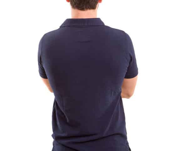 Young man with back turned to camera