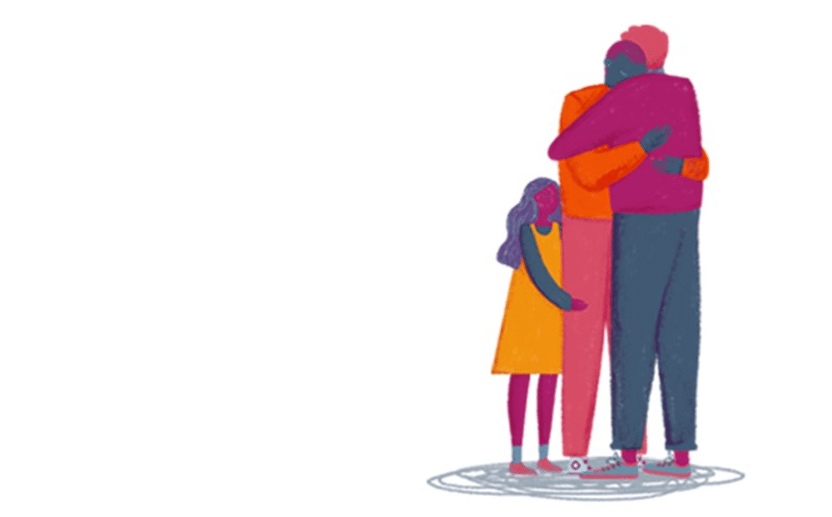 Illustration of people hugging