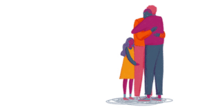 Illustration of people hugging