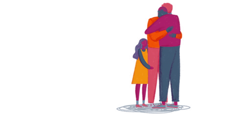 Illustration of people hugging