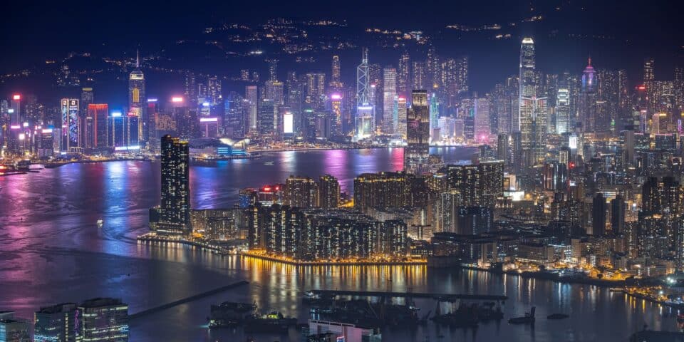 Hong Kong skyline.