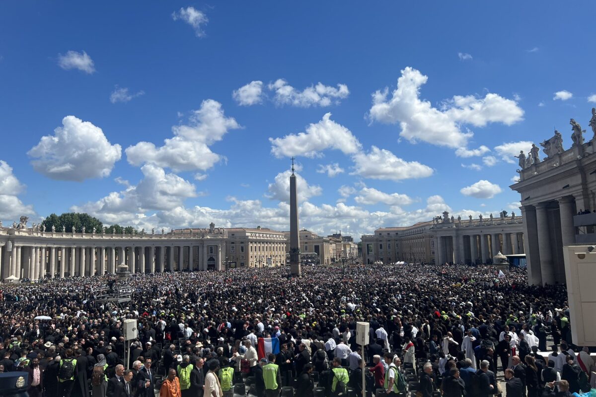 The crowds at St Peter's in Rome