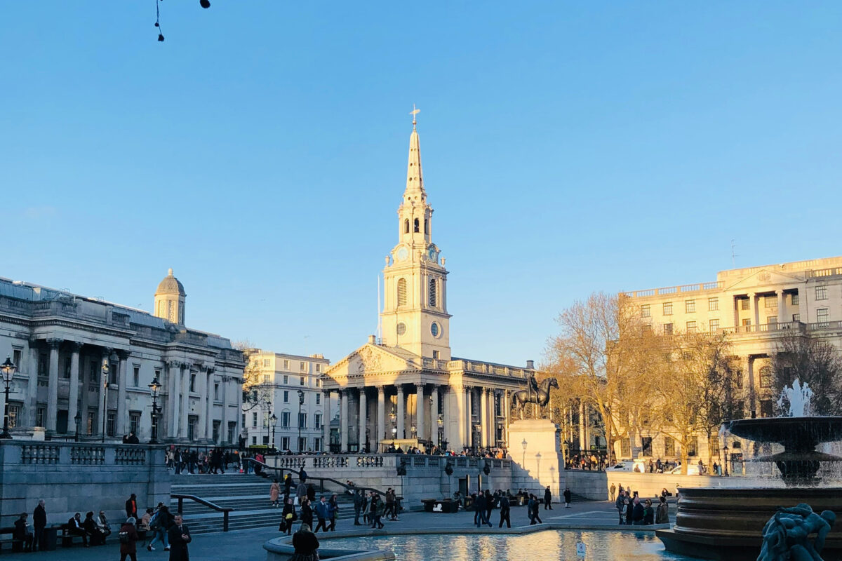 Trafalgar square with St Martin in the Fields