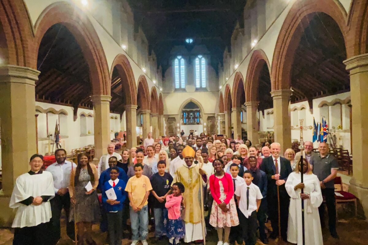 Bishop Anderson with confirmation candidates