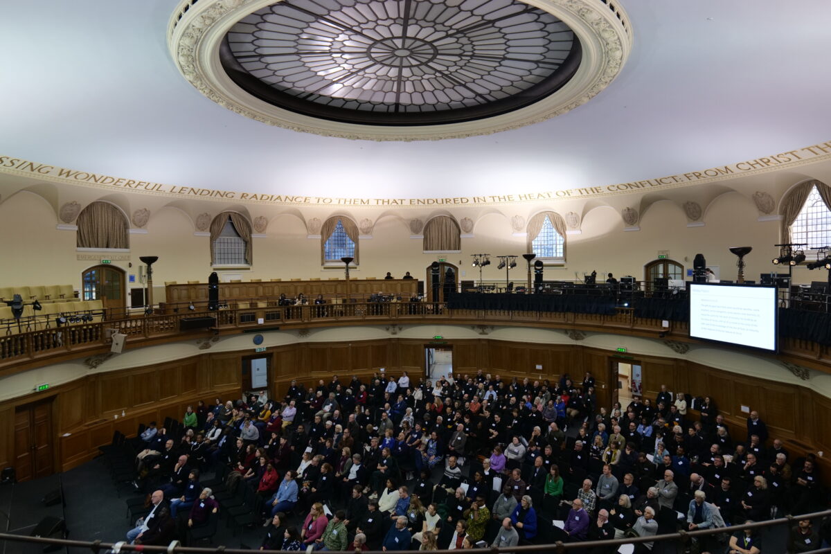 Image of 2023 bishops' study day. Clergy sat in the Great Hall