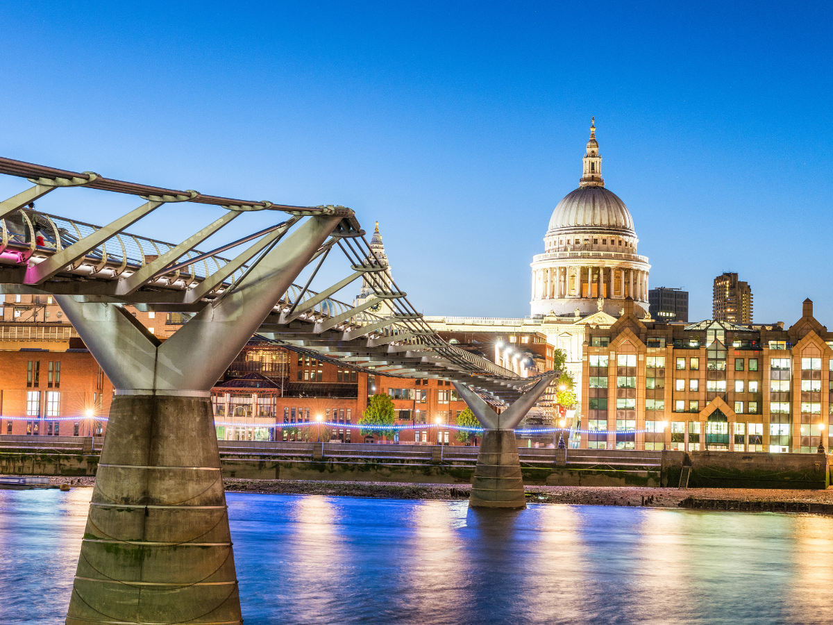 View of St Paul's Cathedral from the Southbank and Millennium bridge