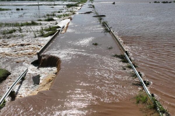 Flooding damage to a bridge
