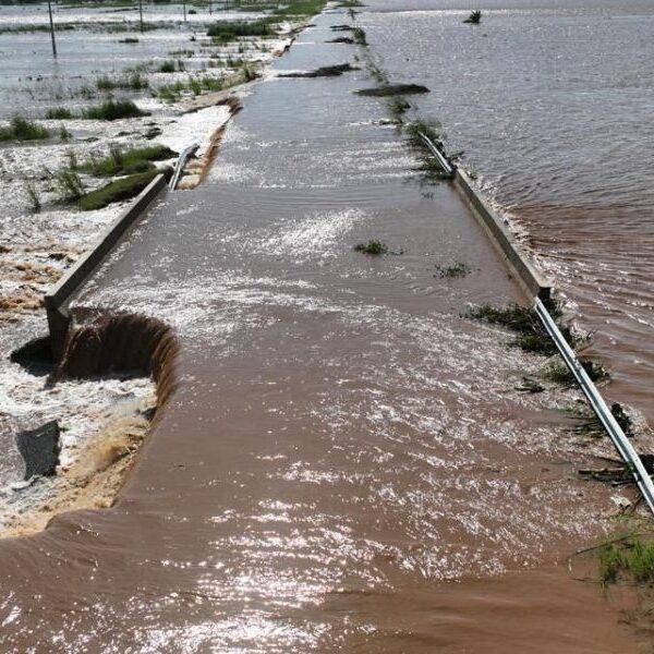 Flooding damage to a bridge