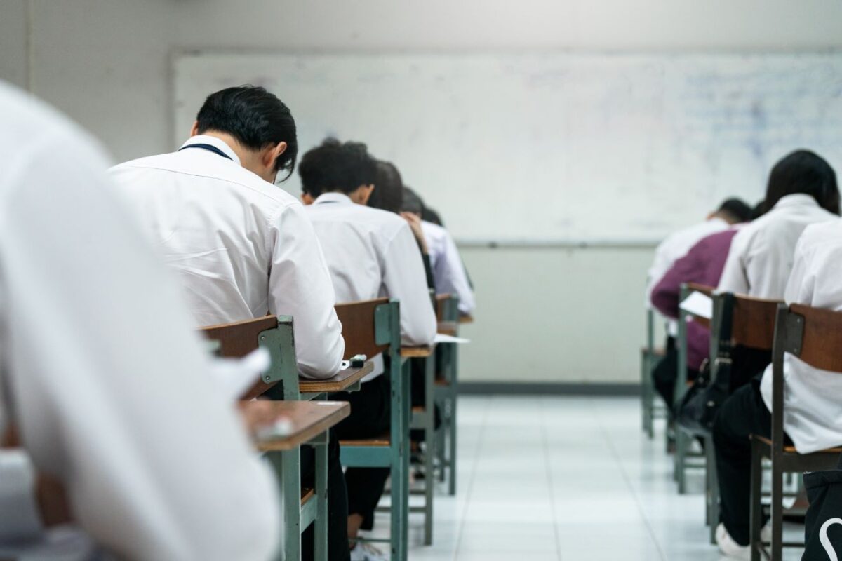 Students taking exams