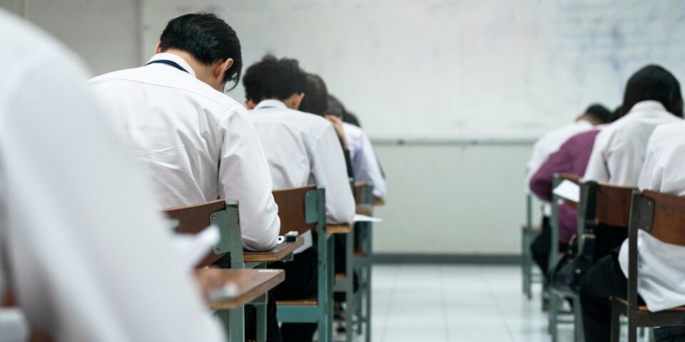 Students taking exams